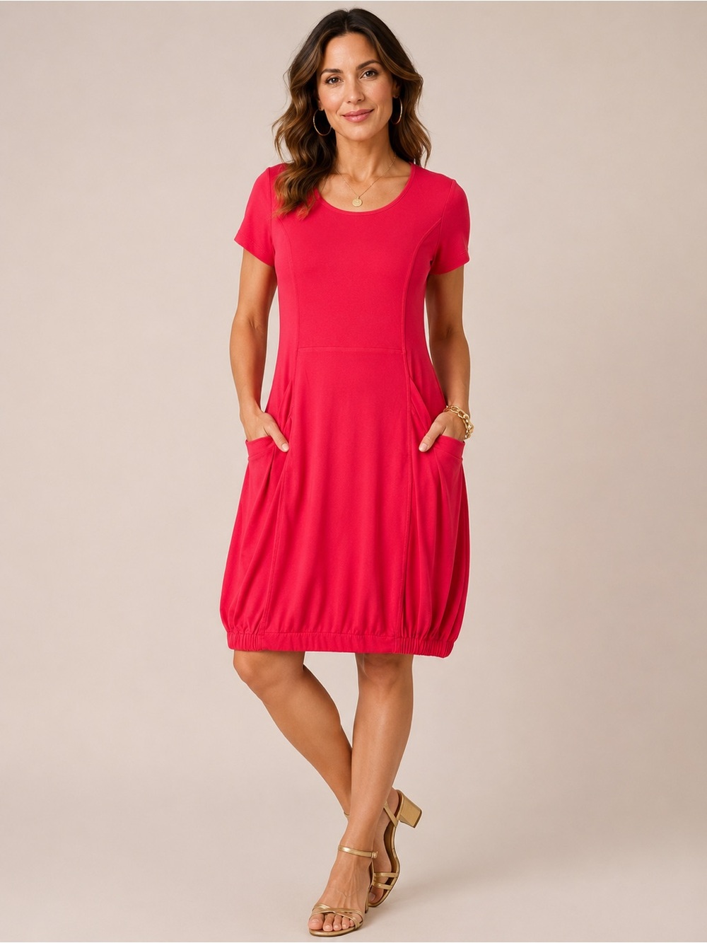 NWT Nina Leonard - Bubble Hem Short Sleeve Dress - SzL